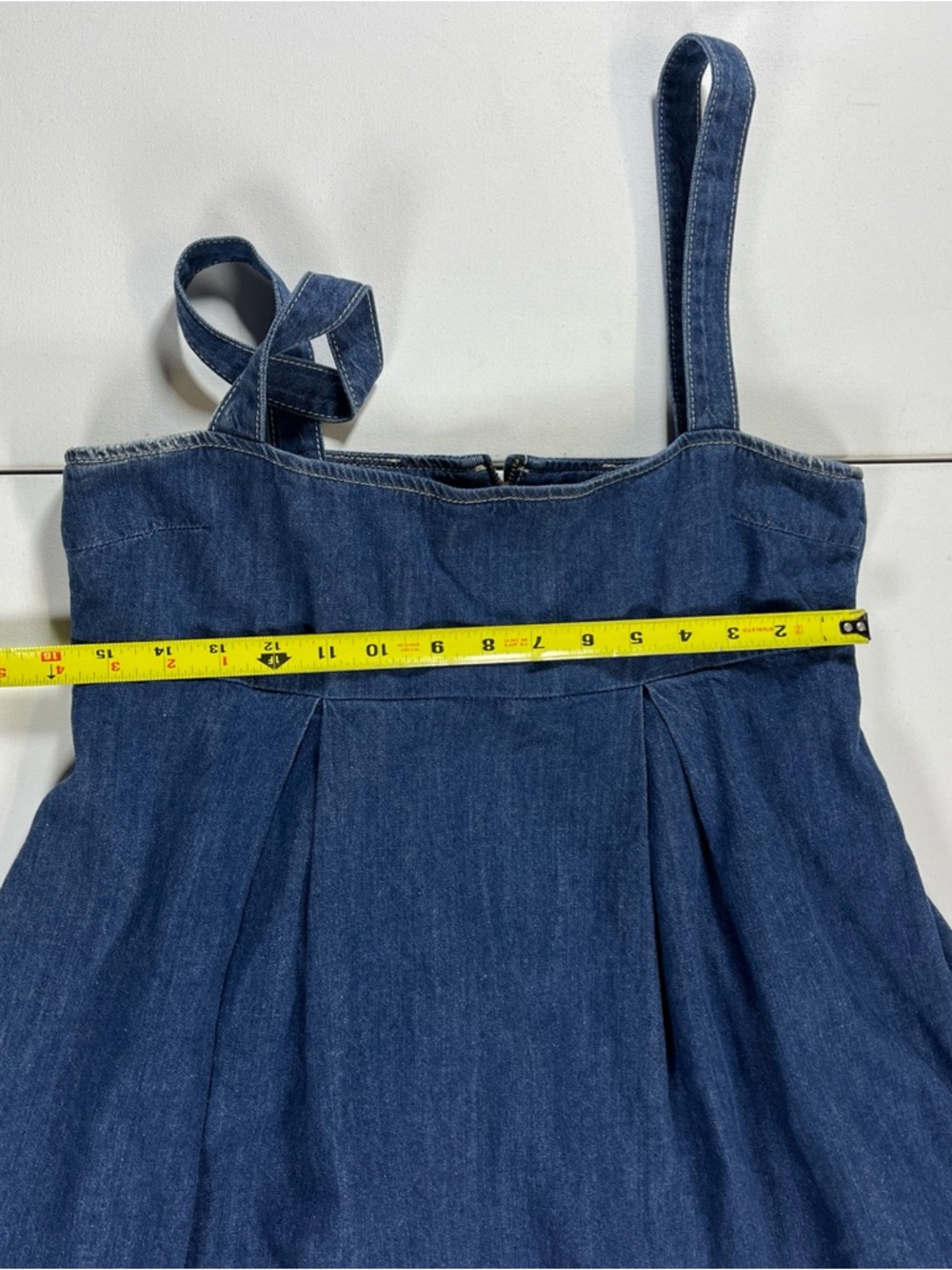 SOLD Reformation Denim Mini Dress Zip Womens Size 6 Minimal Cecil Adjustable - Picture 9 of 16